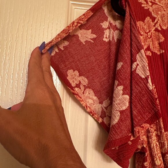 Lulu's Heart of Marigold Rust Red Floral Print Wrap Maxi Dress Size L - Picture 7 of 10